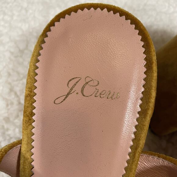 J. Crew Velvet Penny Sandals Yellow-Gold Retro Inspired Ankle Straps 12 - Picture 4 of 8